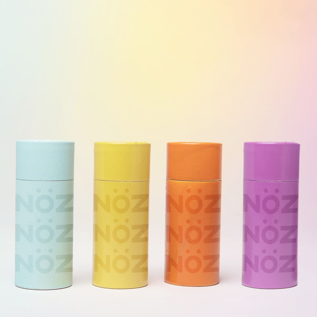 Shown below are four different colors of Nöz reef safe sunscreen. Sunscreen is zinc oxide based.